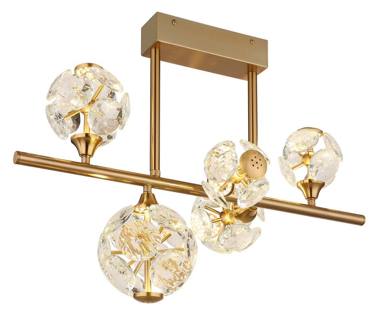 LED-Deckenleuchte Virina Klar Goldfarben L: 61 cm - Klar/Goldfarben, KONVENTIONELL, Glas/Metall (61/31/45cm) - Globo