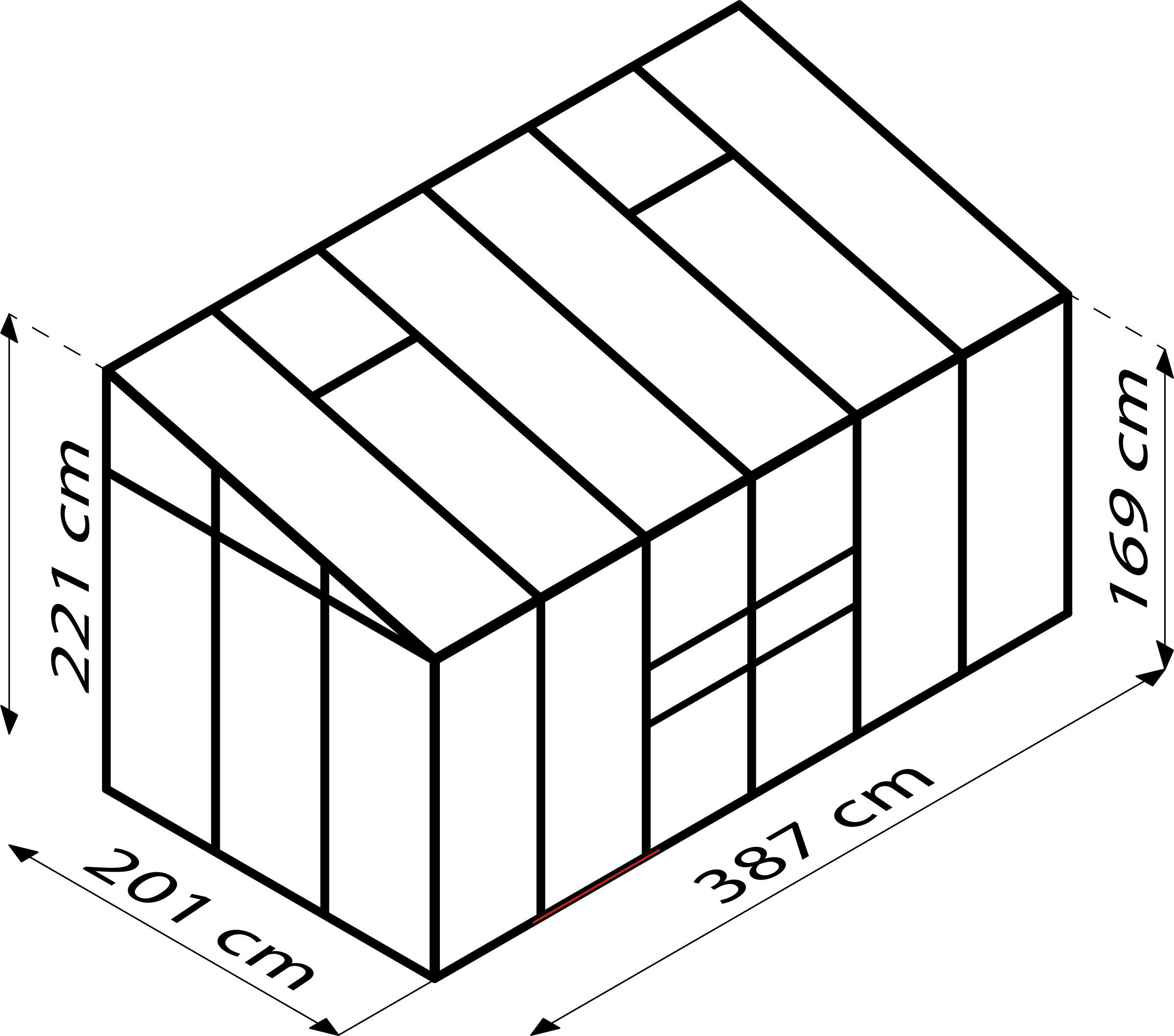Gewächshausbausatz Ida 7800 7,8 M2 Metall/Kunstoff - Smaragdgrün, Basics, Kunststoff/Metall (386,5/220,8/201,4cm)