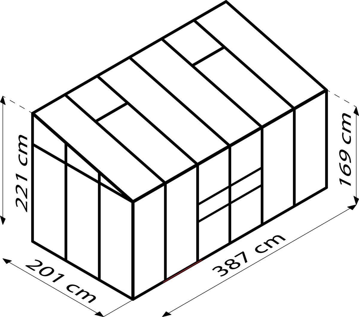 Anlehn-Gewächshausbausatz Ida 7800 Esg/Hkp, Alu - Alufarben, Basics, Glas/Kunststoff (386,5/220,8/201,4cm)
