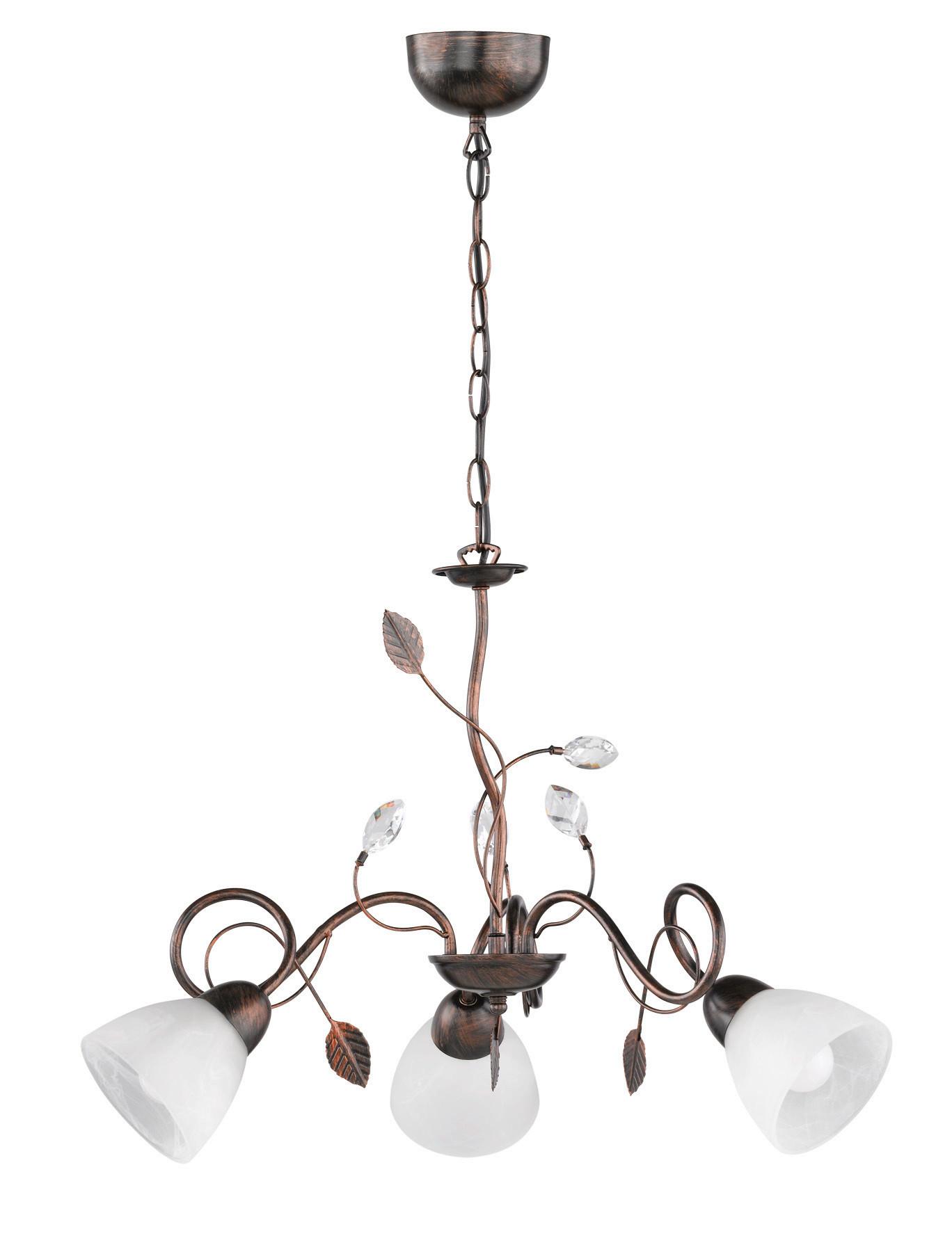 Trio Leuchten Kronleuchter Traditio H: 150cm 3-Flammig mit Alabasterglas