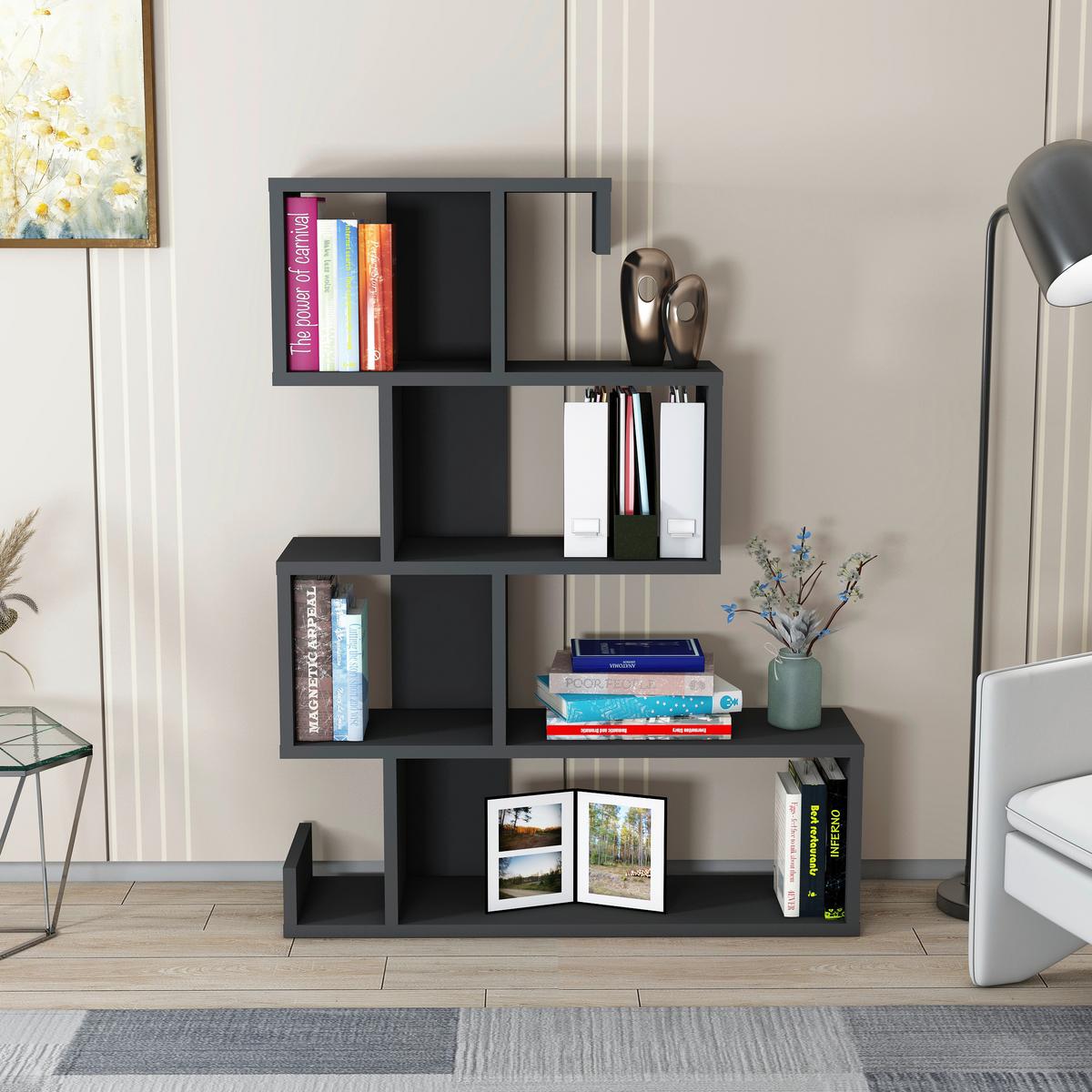Regal Ares B: 80 Cm, Anthrazit - Anthrazit, Design, Holzwerkstoff (80/103,8/23,8cm) - MID.YOU
