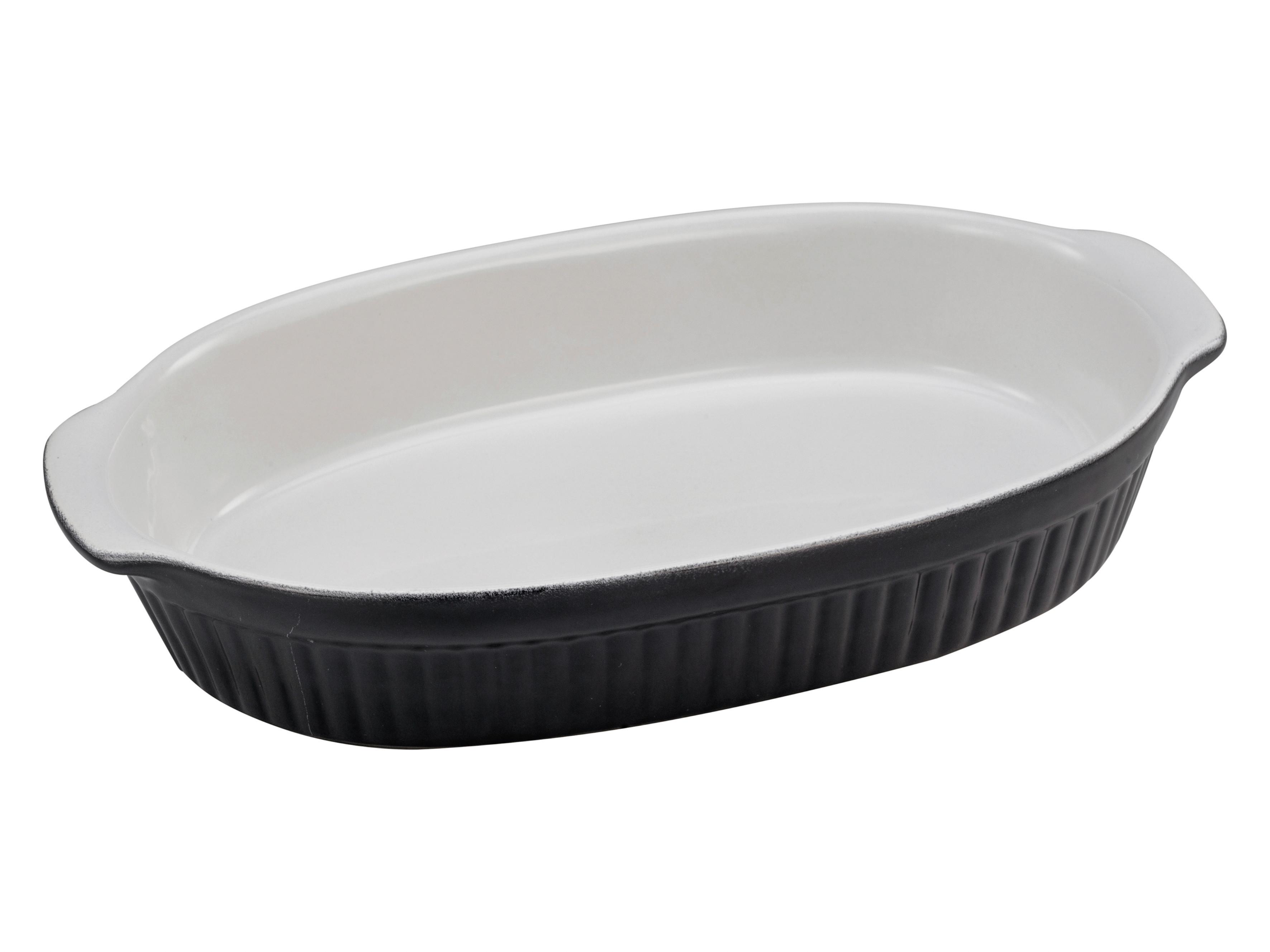 Auflaufform Keramik Classic L/B/H: ca. 33,5/19/5 cm - Schwarz/Weiß, KONVENTIONELL, Keramik (33,5/19/5cm) - Creatable