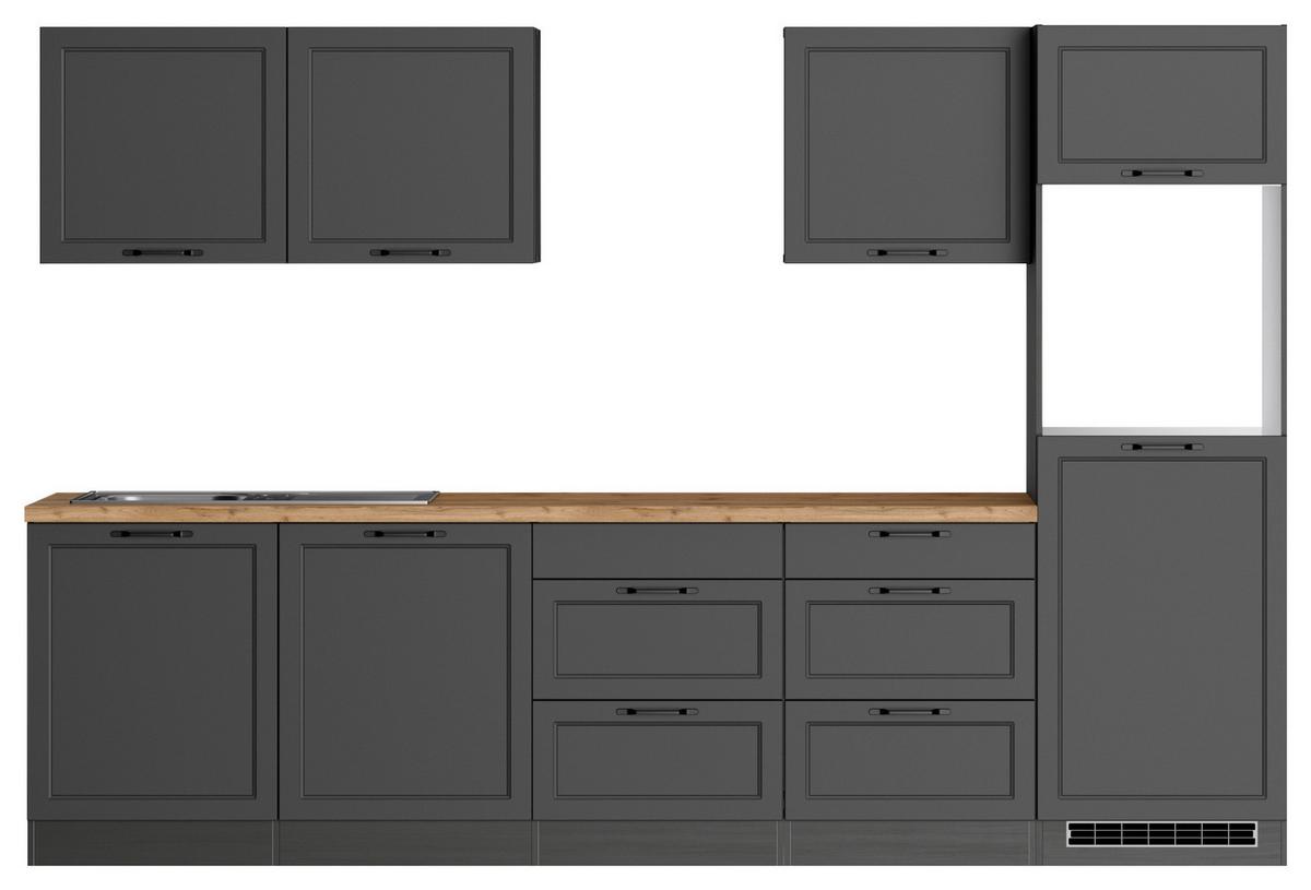 Küchenzeile Meran ohne Geräte B: 300 cm Grau/Eiche Dekor - Eiche Wotan/Grau, LIFESTYLE, Holzwerkstoff (300cm) - Held