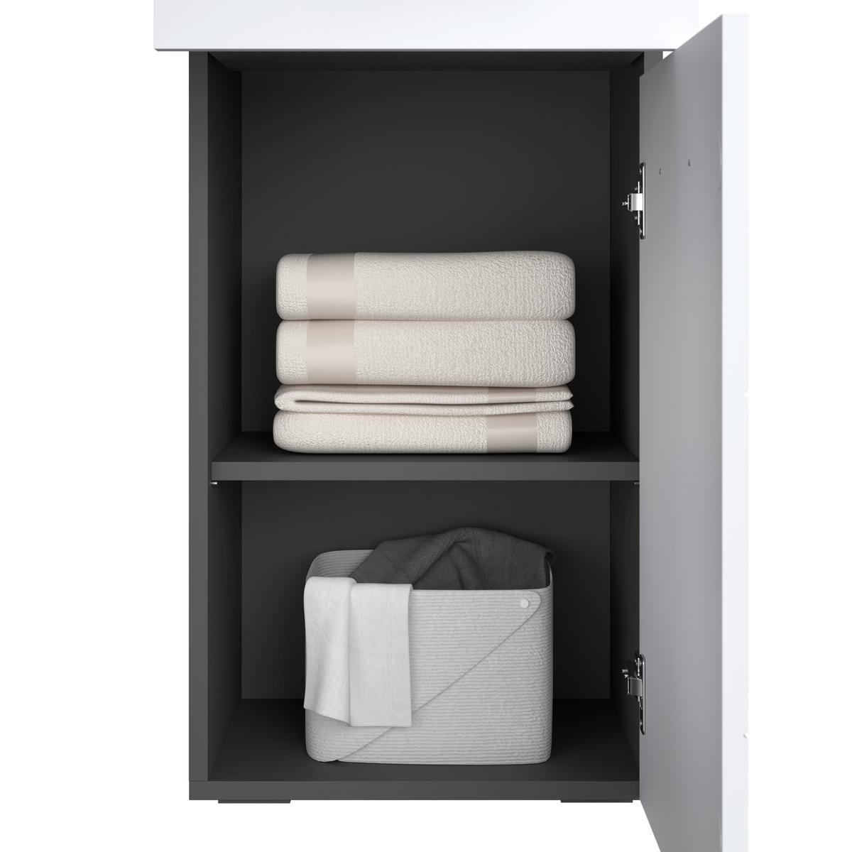 Badezimmer Unterschrank Pearl New Snol 112 BxH 40x77,4 cm - Anthrazit/Weiß, KONVENTIONELL, Holzwerkstoff (40/77,4/29,6cm)