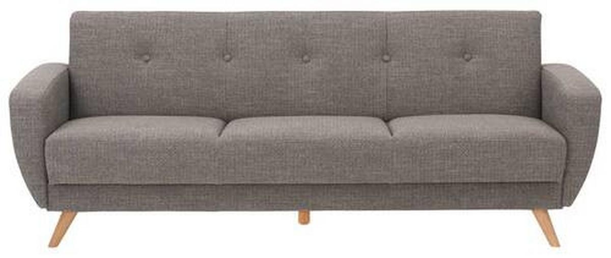 3-sitzer-sofa + Schlaffunktion Jerry Rücken Echt, Grau - Naturfarben/Grau, Design, Textil (230/85/82cm) - Max Winzer