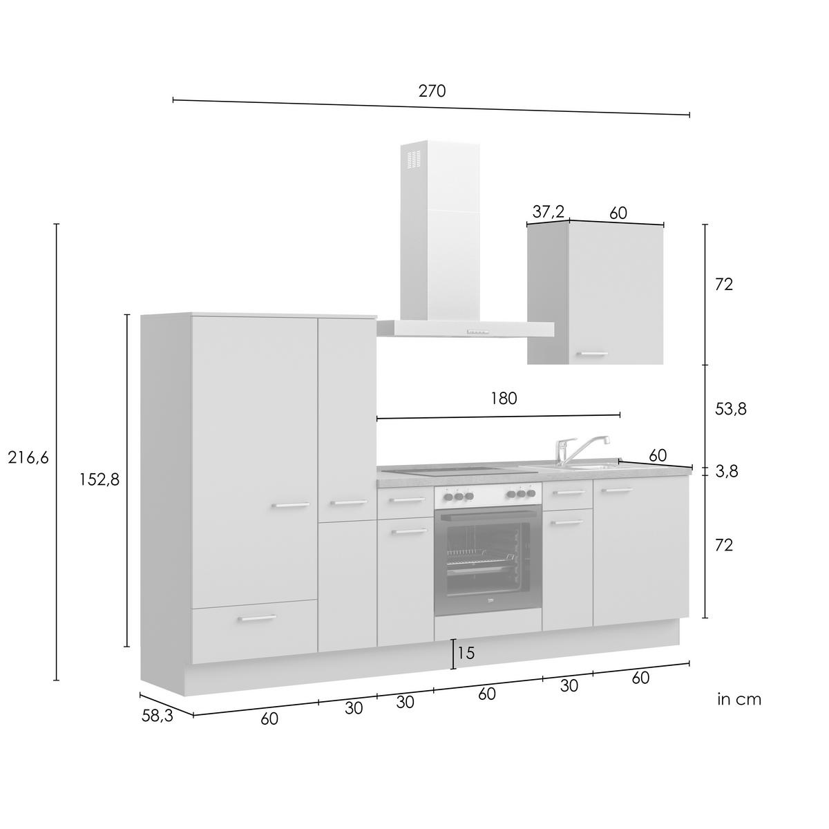 Kuchyňská linka 270 cm, olivově zelená - barvy dubu/černá, Moderní, kov/kompozitní dřevo (270cm) - Nobilia