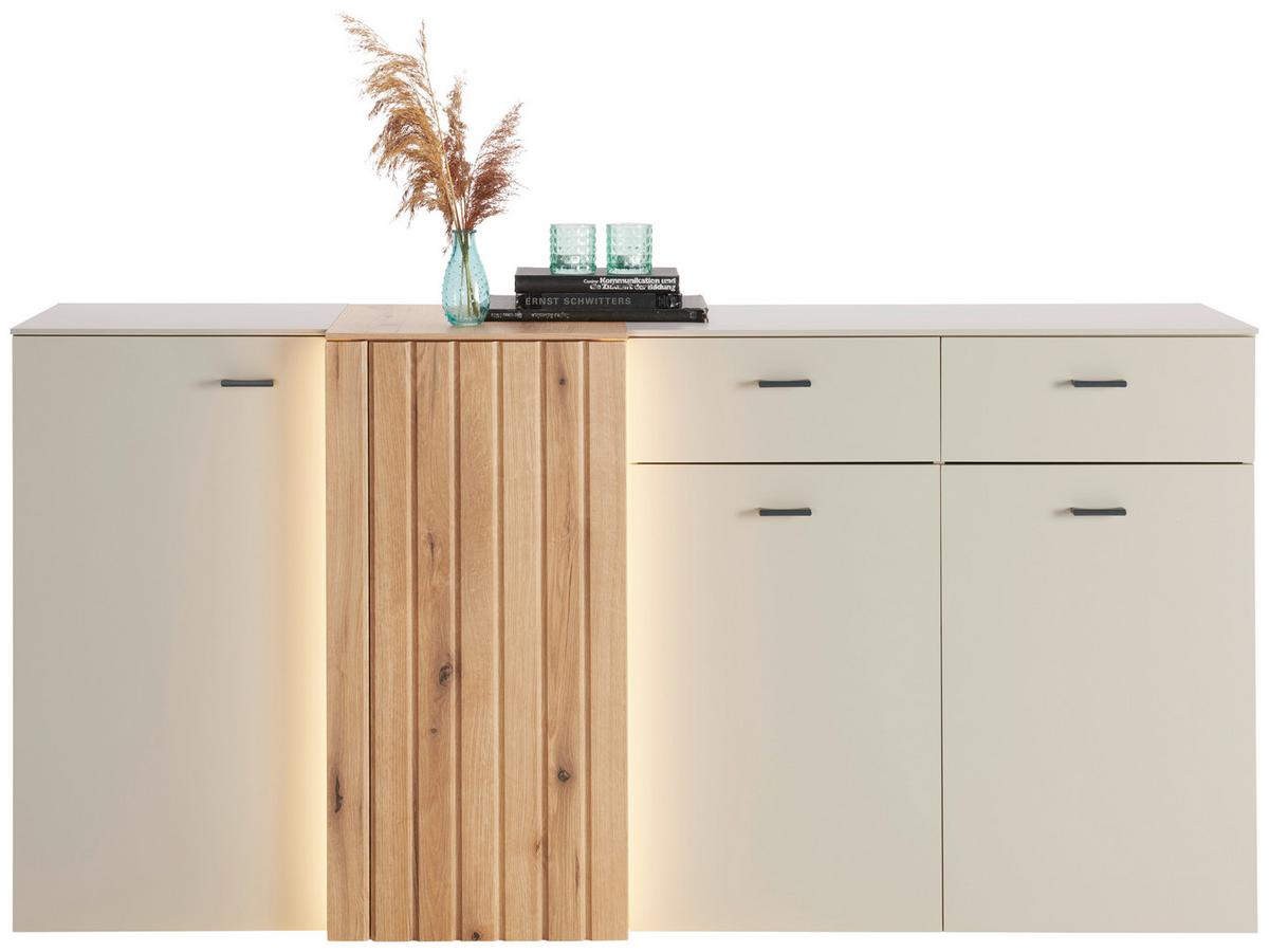 Sideboard Santana inkl. LED Kieselgrau/Eiche Dekor - MODERN, Holzwerkstoff (177,9/88/44,8cm)
