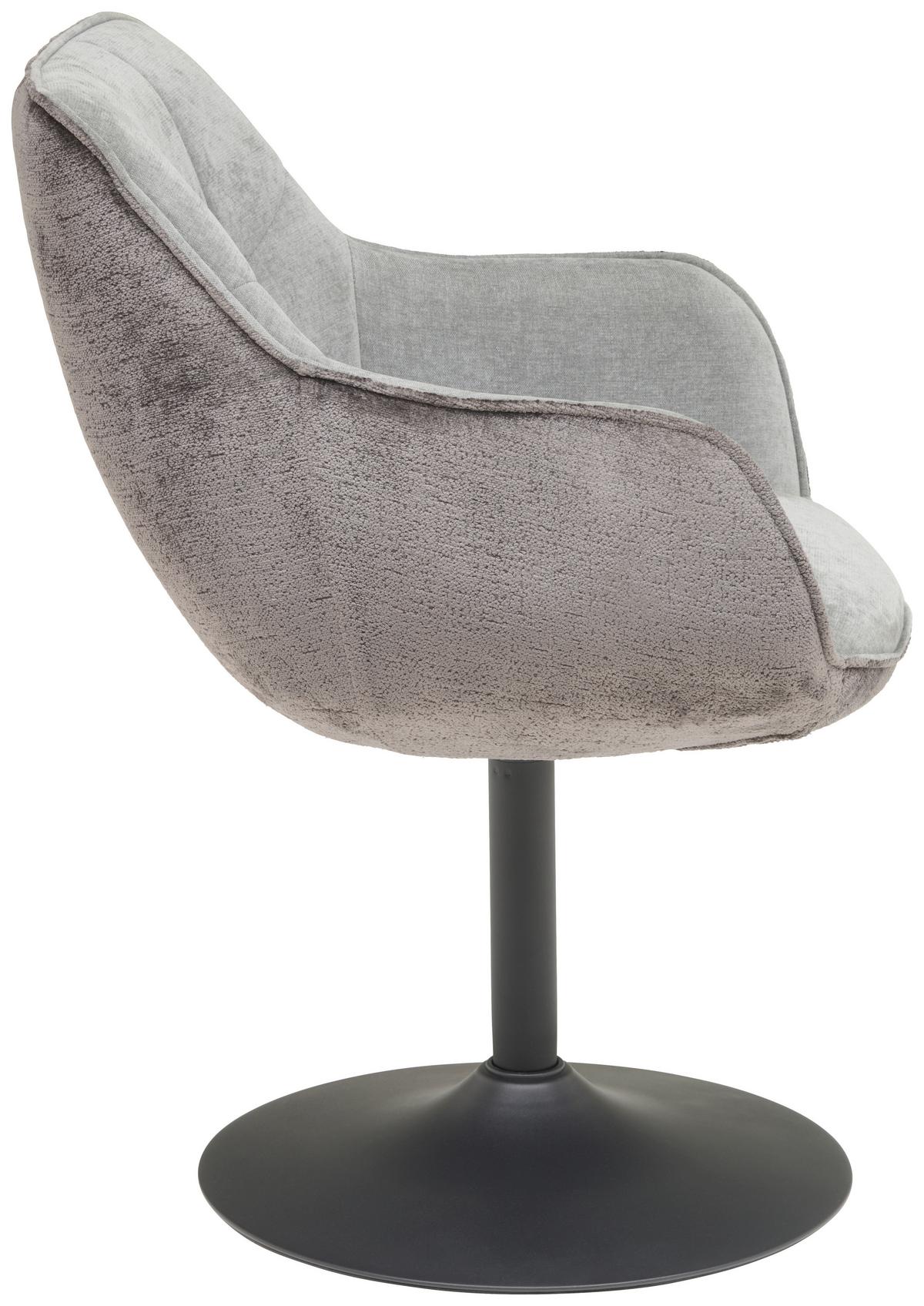 Armlehnstuhl Kaleo Chenille Grau, B: 63 Cm - Schwarz/Grau, KONVENTIONELL, Textil/Metall (63/87/64cm) - MID.YOU