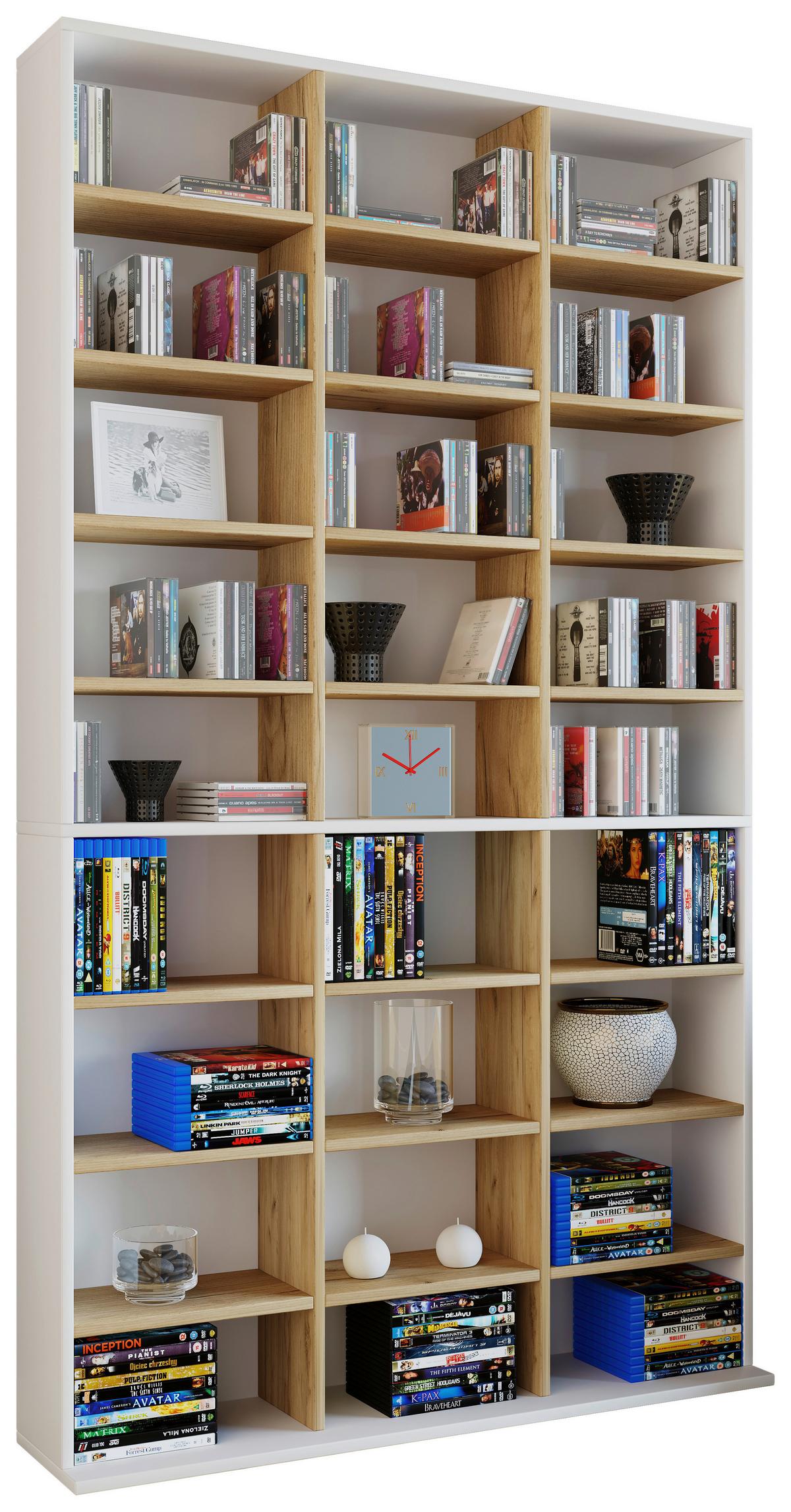 Regal Megosa Weiß Honigeiche Dekor - Honigeiche/Weiß, Design, Holzwerkstoff (102/181/23cm) - MID.YOU