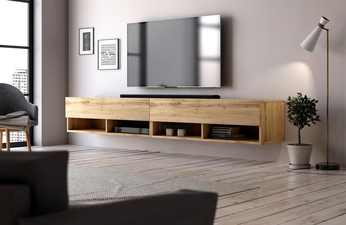 Lowboard TV Stand Derby 280 Eiche Wotan B: 280 cm - Eiche Wotan, Design, Holzwerkstoff/Kunststoff (280/31/33cm) - MID.YOU