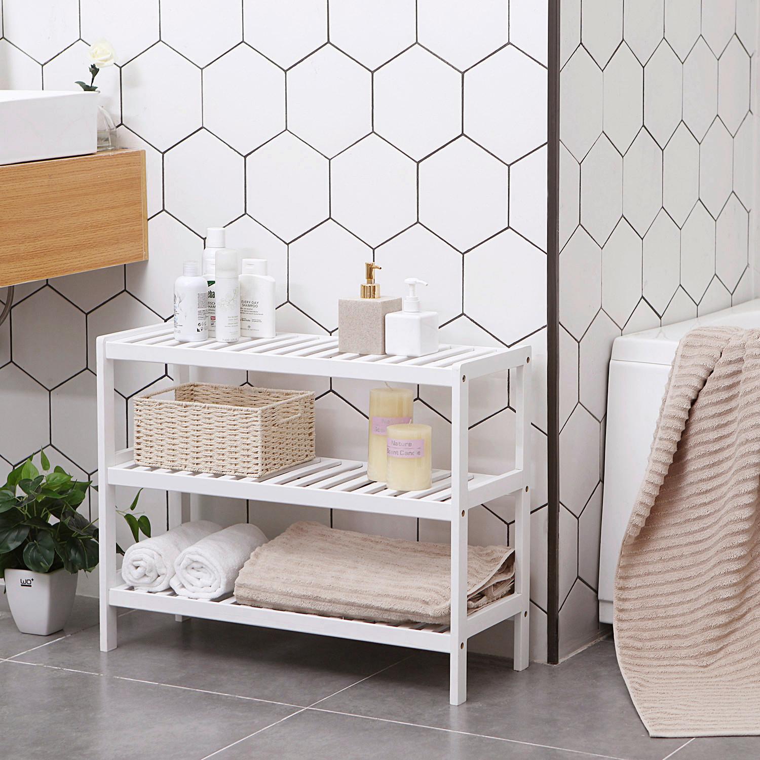 Regál na boty, bambus - bílá, Trend, dřevo (70/55/26cm) - Boxxx