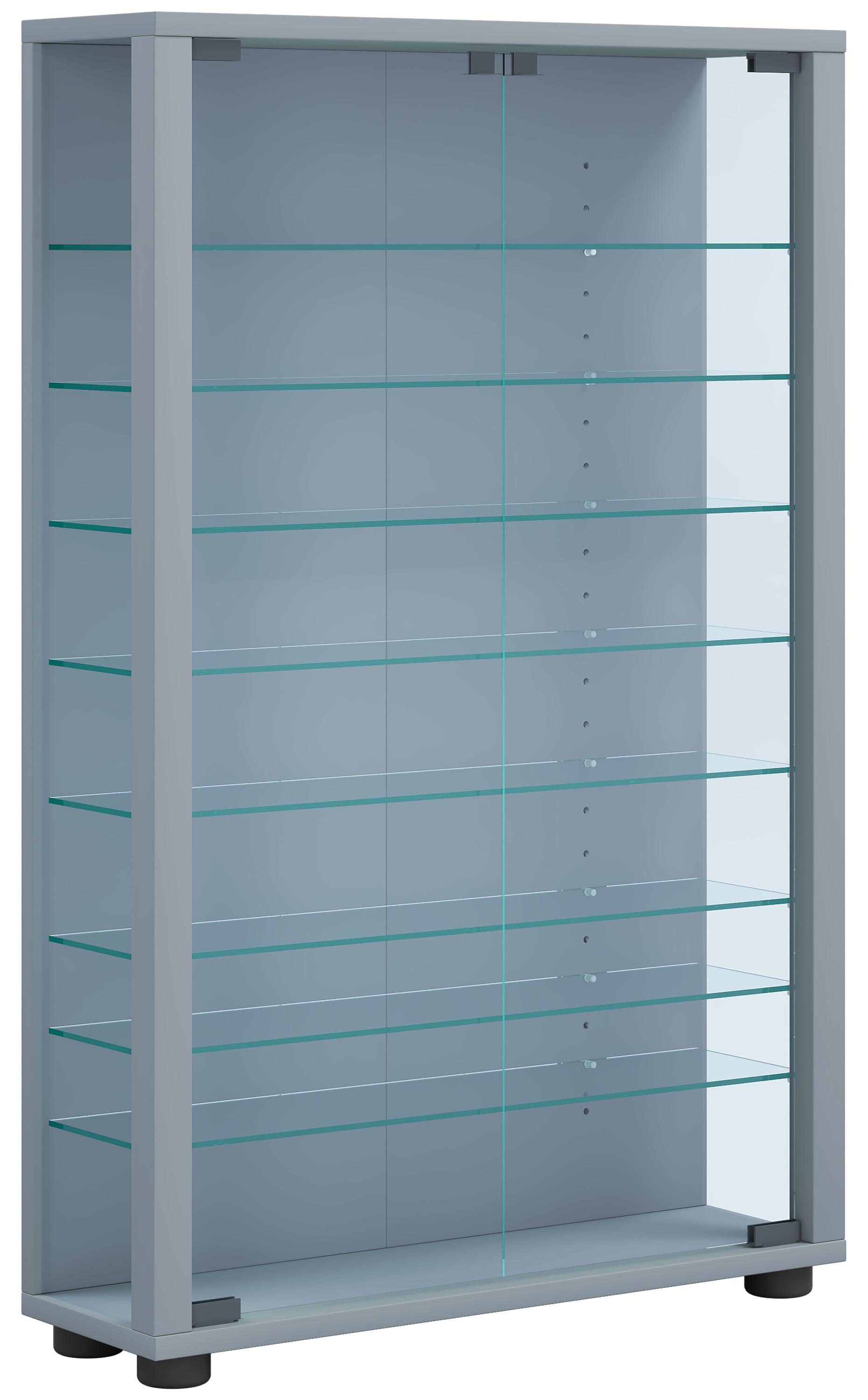 Vitrin Lumo Mini - ezüstszínű, Design, faalapú anyag/üveg (59/91/18cm) - MID.YOU