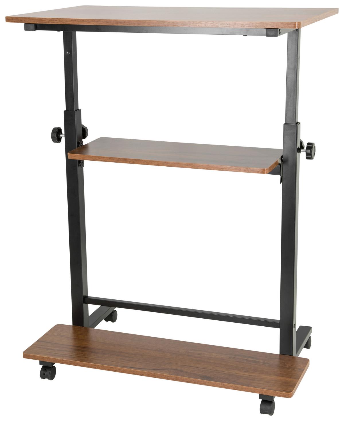 Schreibtisch Workstation II Schwarz/Walnuss Dekor - Walnussfarben/Schwarz, Basics, Holzwerkstoff/Kunststoff (80/80x120/50cm) - MID.YOU