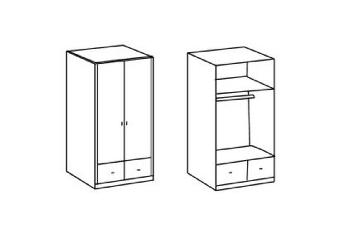 Šatní skříň FILOU šířka 90cm - bílá/barvy zinku, Basics, kov/kompozitní dřevo (90/200/58cm)