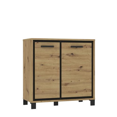 Kommode B 91,4 cm Trondheim, Eiche Dekor/Schwarz - Eichefarben/Schwarz, MODERN, Holzwerkstoff/Kunststoff (91,4/91,2/41,5cm) - MID.YOU