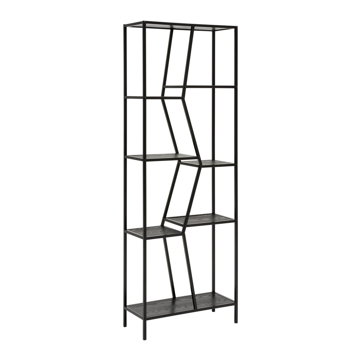 Regál AMANA čierna - čierna, Modern, kov/drevo (60/170/26cm) - Mömax