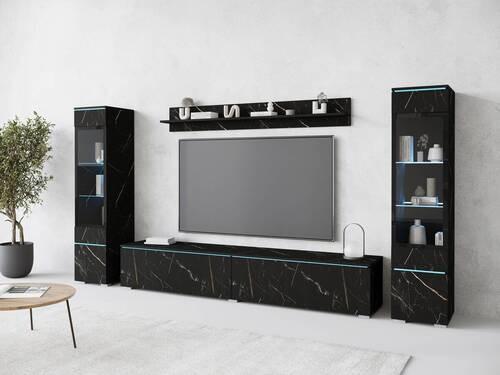 Obývací stěna SAN SEBASTIAN - šedá/barvy břidlice, Design, kompozitní dřevo/plast (240/130/33cm) - Livetastic