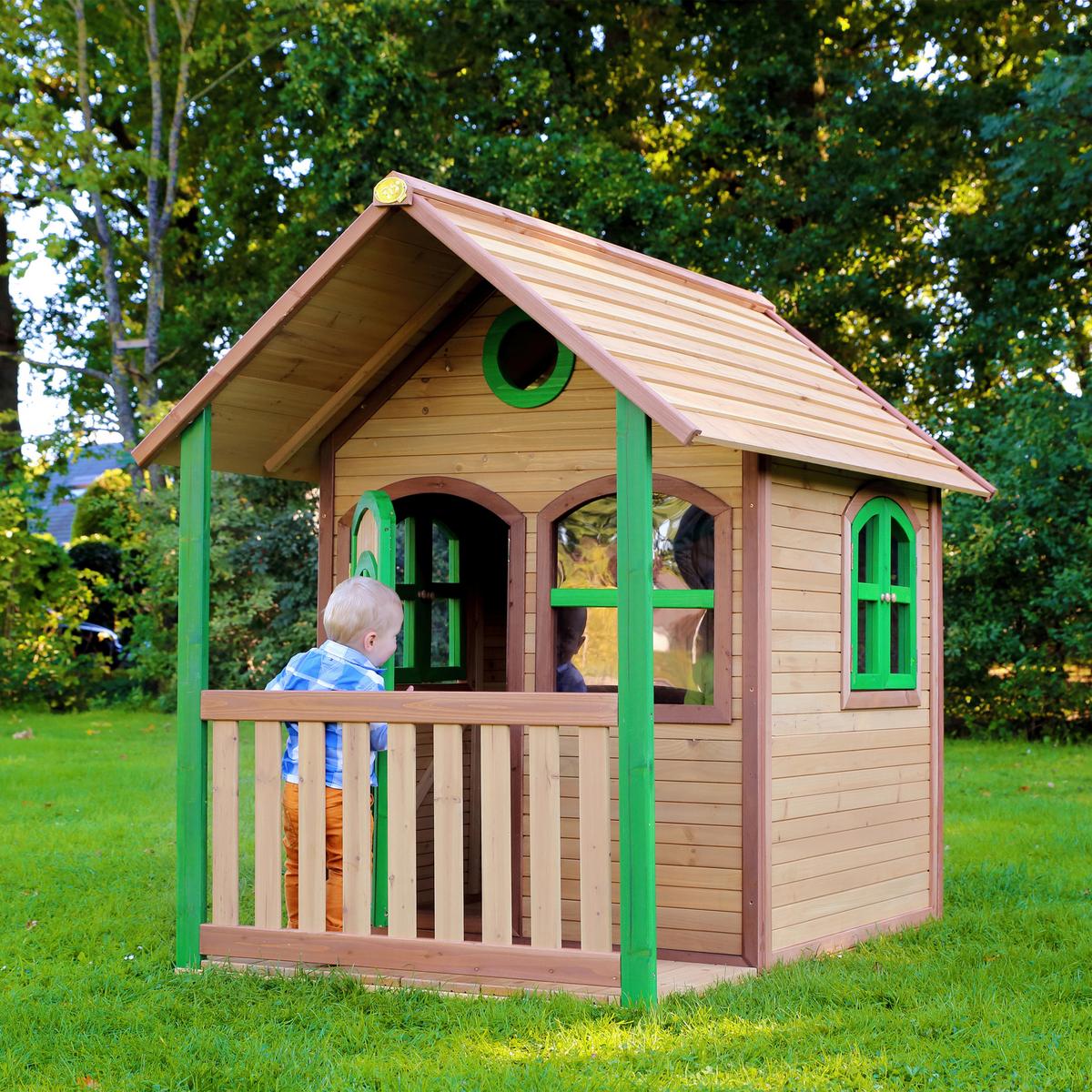 Spielhaus Alex Braun/Grün B: 137 cm - Braun/Grün, KONVENTIONELL, Holz (137/178/191cm)