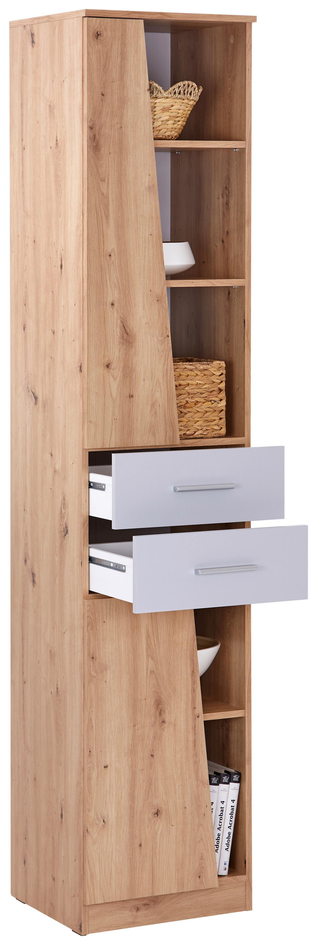 REGÁL JOHNNY - šedá/dub artisan, Moderní, kompozitní dřevo/plast (45/216,3/41,6cm)