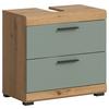 Waschbeckenunterschrank Scout Salbeigrün Eiche Artisan Dekor - Salbeigrün/Schwarz, MODERN, Holzwerkstoff (60/56/37cm) - MID.YOU