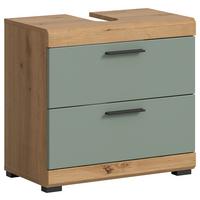 Waschbeckenunterschrank Scout Salbeigrün Eiche Artisan Dekor - Salbeigrün/Schwarz, MODERN, Holzwerkstoff (60/56/37cm) - MID.YOU