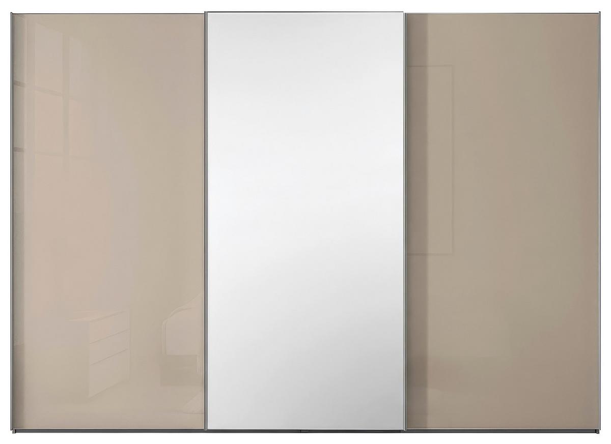 Schwebetürenschrank Lumos Sandglas Mit Spiegel, B:298cm - Sandfarben, Trend, Glas/Holzwerkstoff (298/222/68cm) - Luca Bessoni