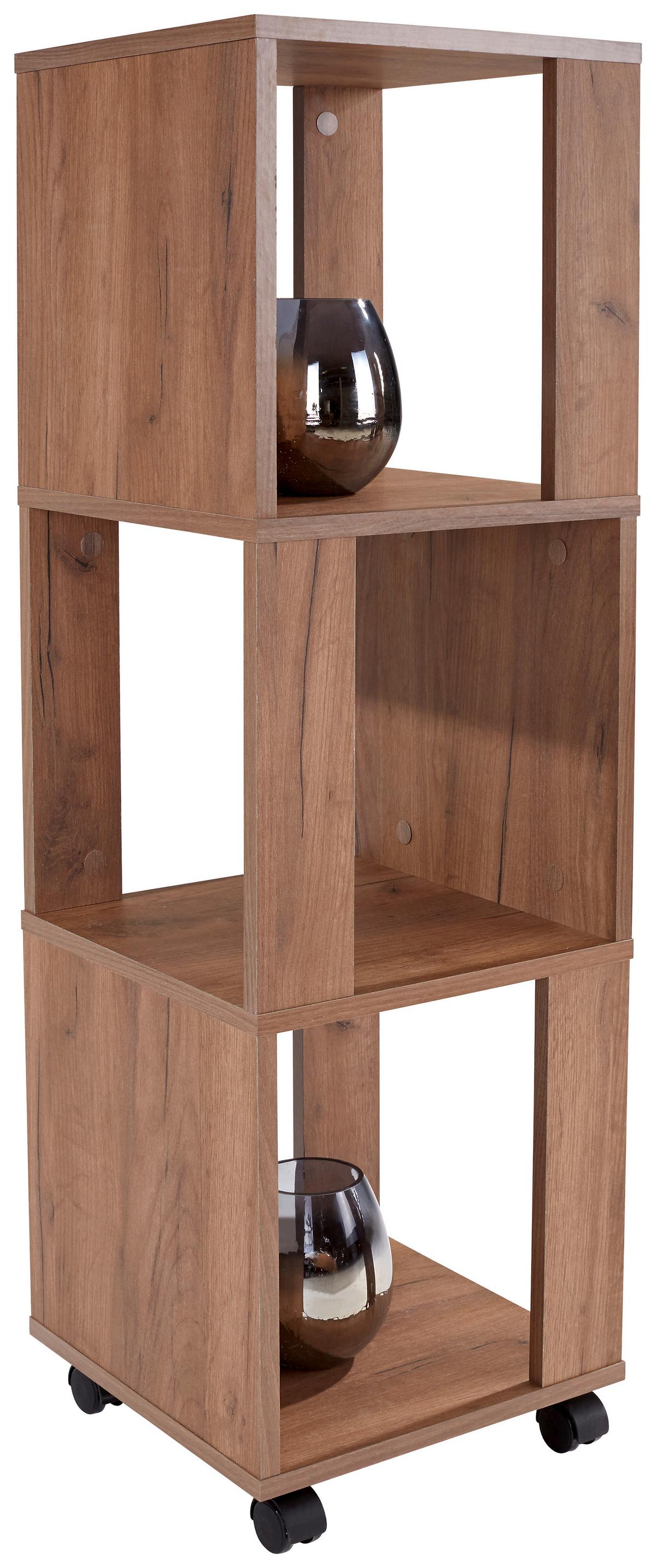 Regal Auf Rollen Rolly B 34cm, Eiche Dekor - Eichefarben, MODERN, Holzwerkstoff/Kunststoff (34/111/34cm)