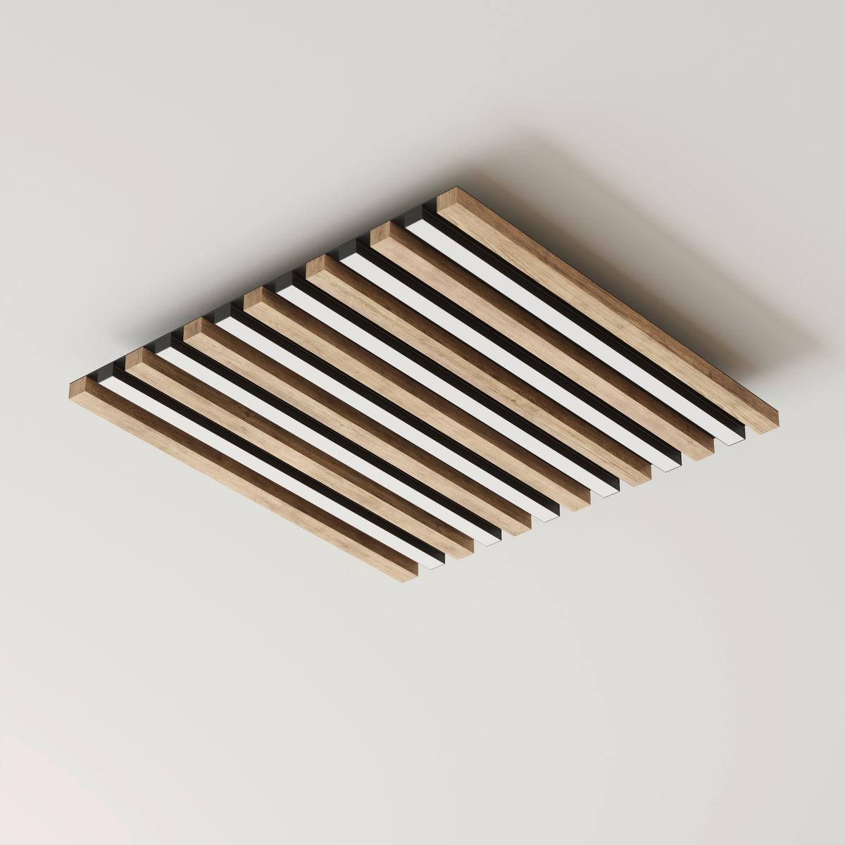 Led Mennyezeti Lámpa 67347d2 Hayden - sötétbarna/fekete, Natur, műanyag/faalapú anyag (45/45/5cm) - Globo