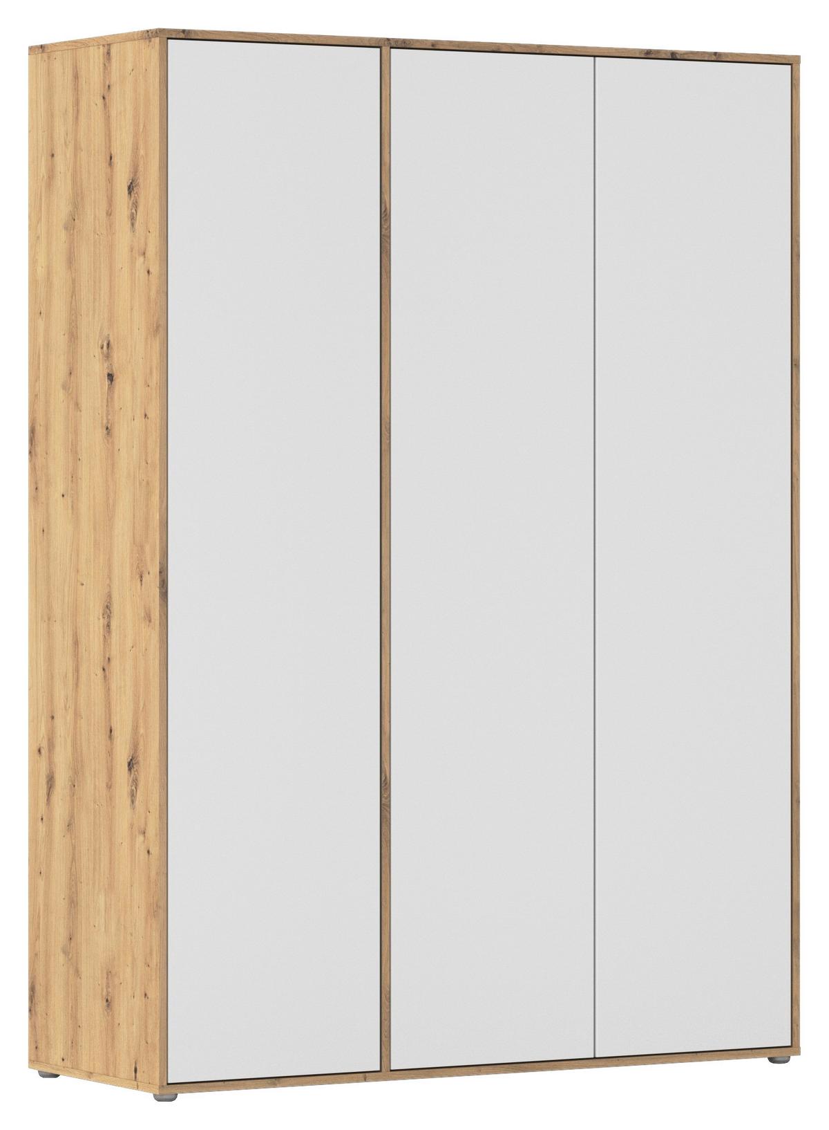 Drehtürenschrank Nabila Weiß Eiche Artisan Dek. - Weiß/Eiche Artisan, MODERN, Holzwerkstoff (140/194/53cm) - Rauch Möbel