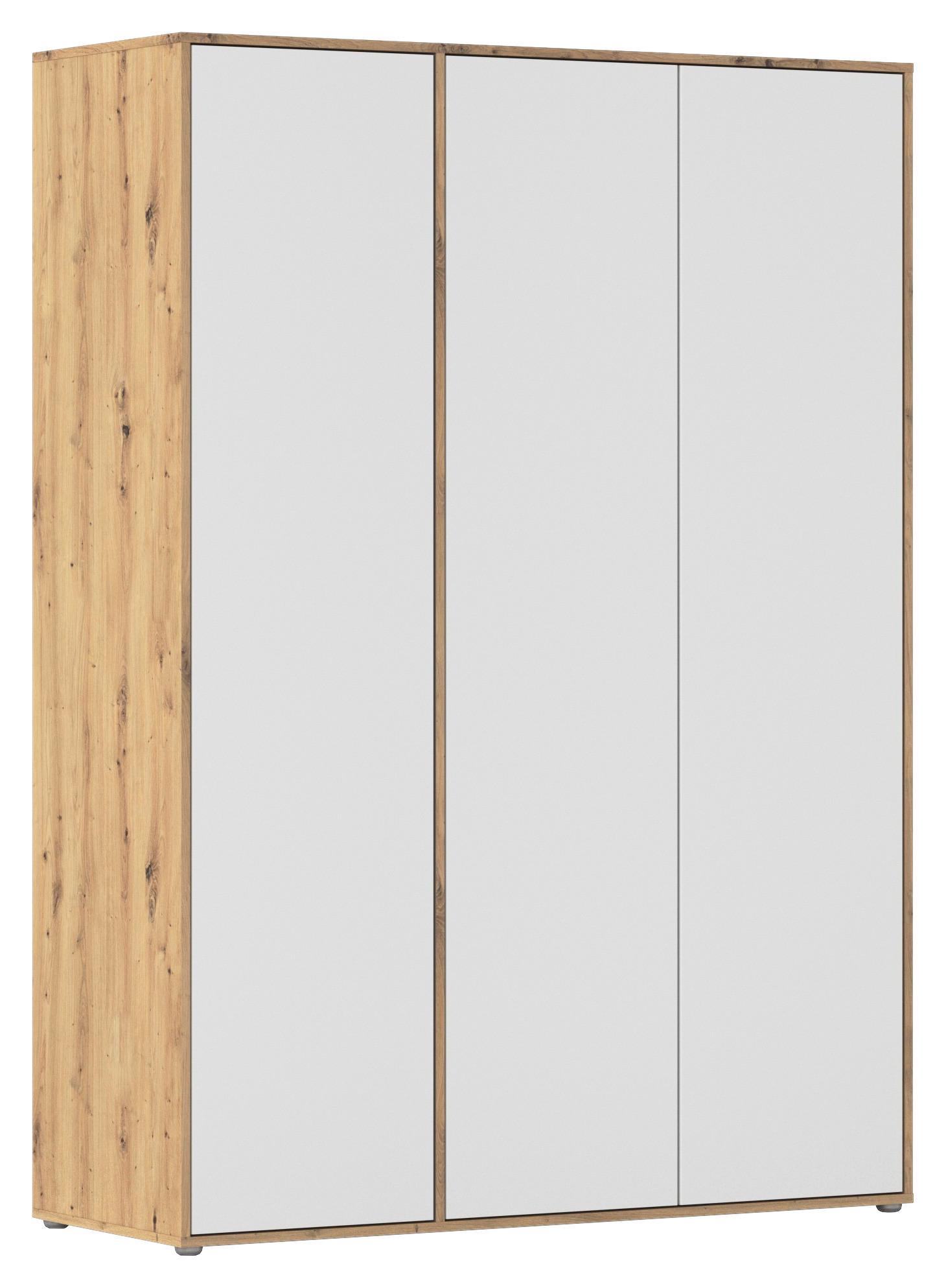 Drehtürenschrank Nabila Weiß Eiche Artisan Dek.