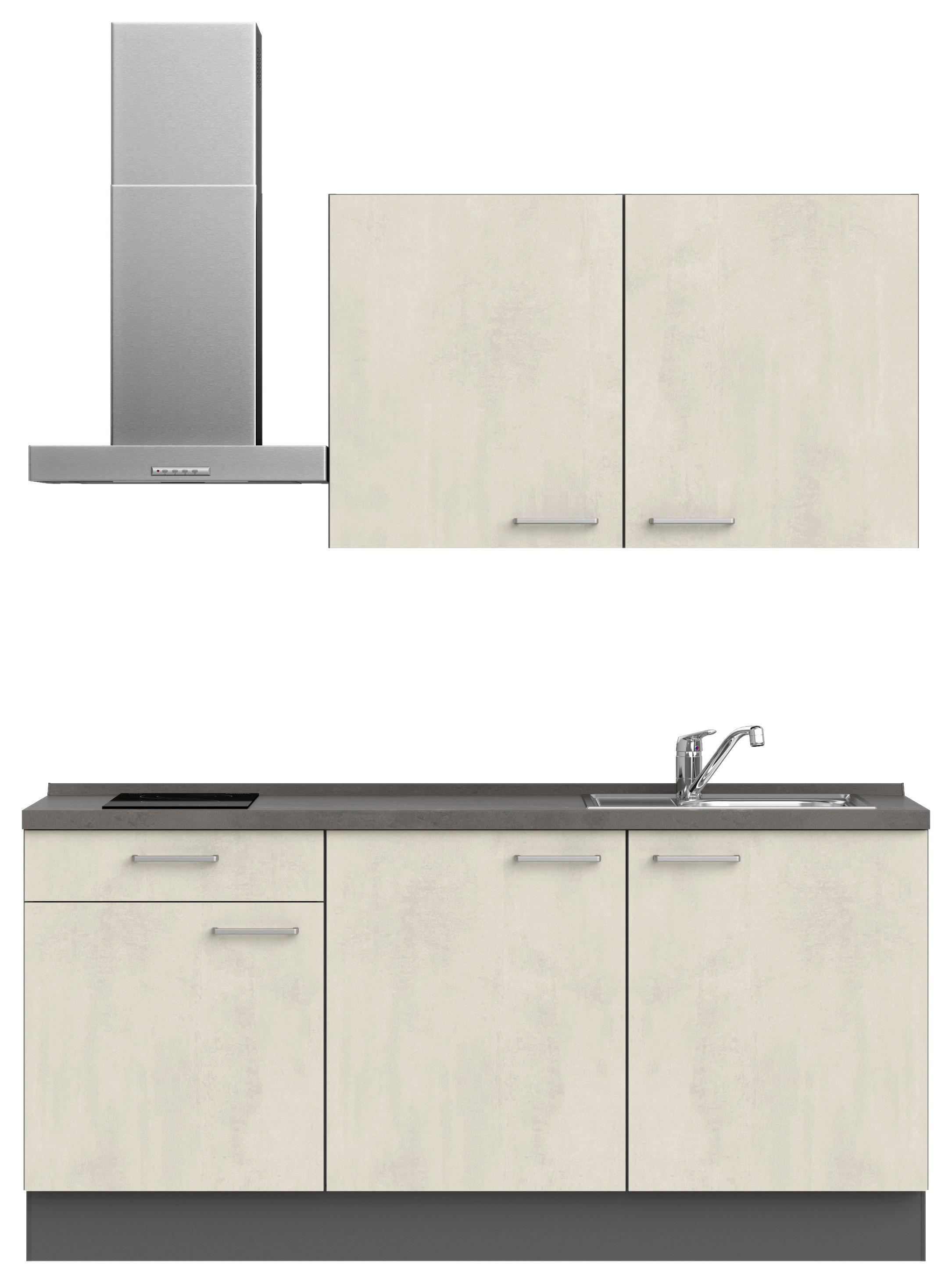 Kuchyňská linka 180 cm, bílý betón/ bridlicová šedá - bílá/barvy břidlice, Moderní, kov/kompozitní dřevo (180cm) - Nobilia