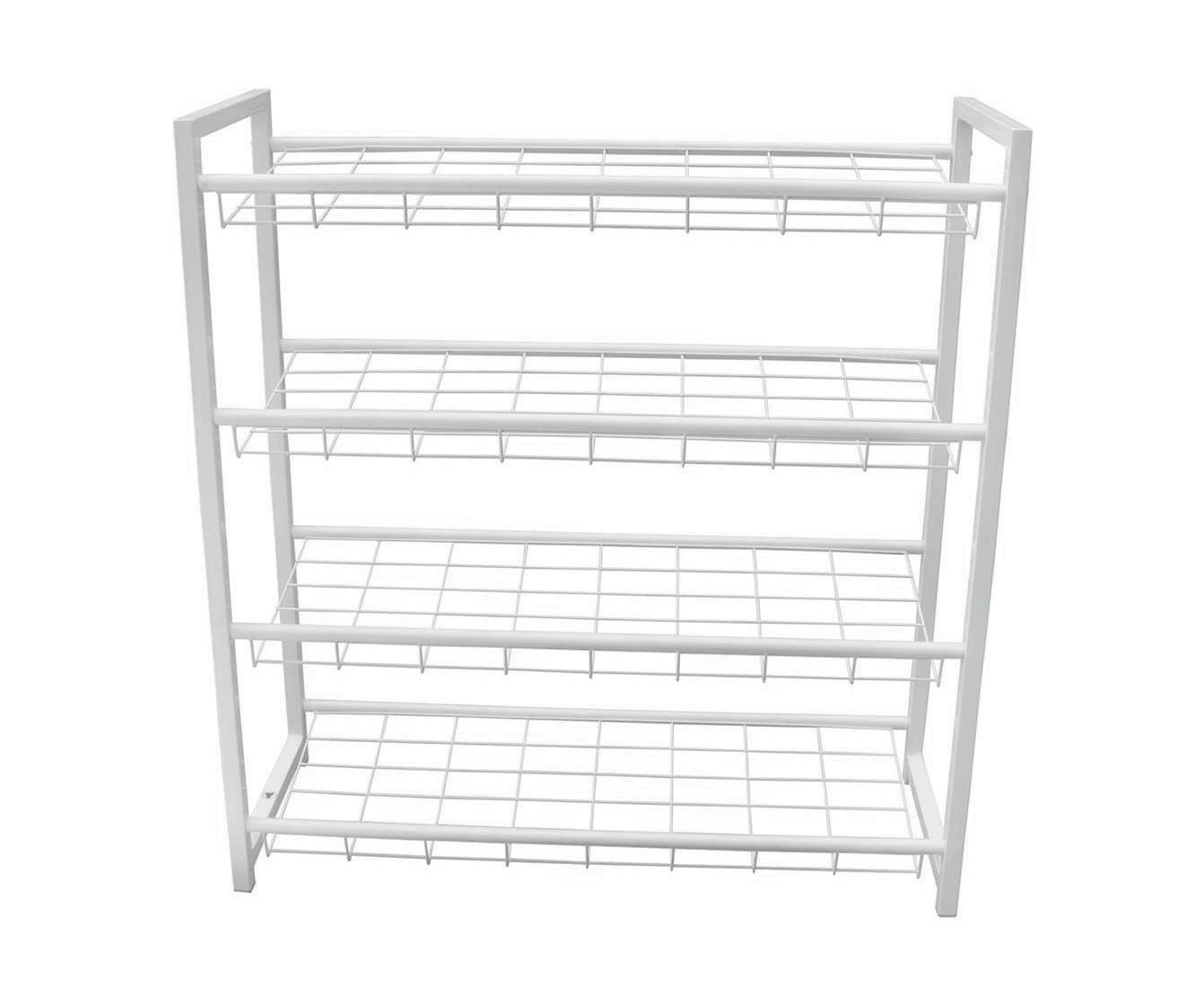 Schuhregal Rom 4 Ablagen 12 Paar Weiß H: 83 cm - Weiß, MODERN, Metall (80/83/30cm)