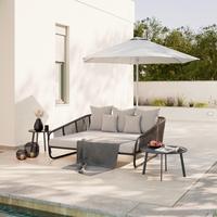 Sonneninsel Alicante - Schwarz/Grau, MODERN, Kunststoff/Textil (178/74/175cm) - Beldano