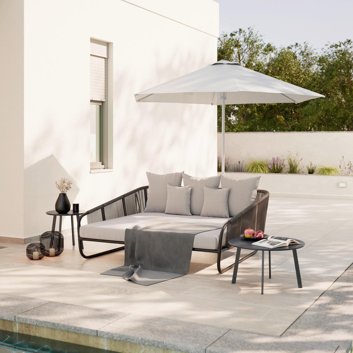 Sonneninsel Alicante - Schwarz/Grau, MODERN, Kunststoff/Textil (178/74/175cm) - Beldano