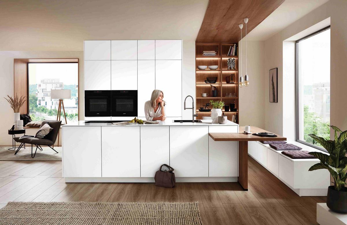 Einbauküche Eastbourne Frei Planbar Grifflose Küche - Weiß, MODERN, Holzwerkstoff - Vertico