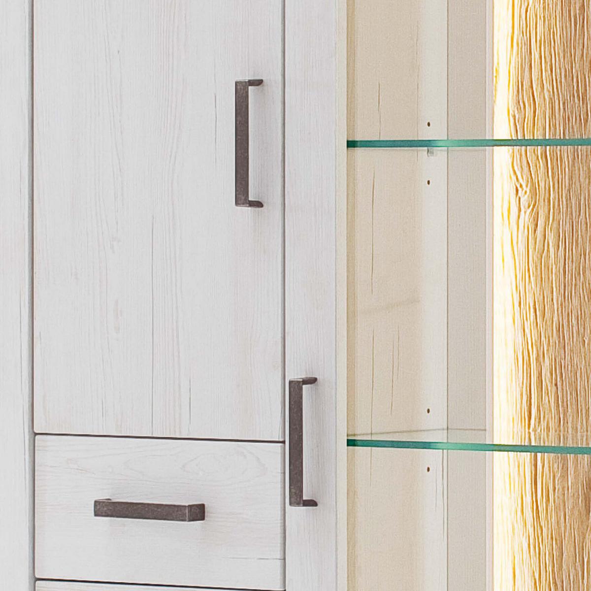 Vitrine Madrid B: 106 cm Eichefarben/Pinienfarben - Eichefarben/Schwarz, Design, Glas/Holzwerkstoff (106/205/40cm) - MID.YOU