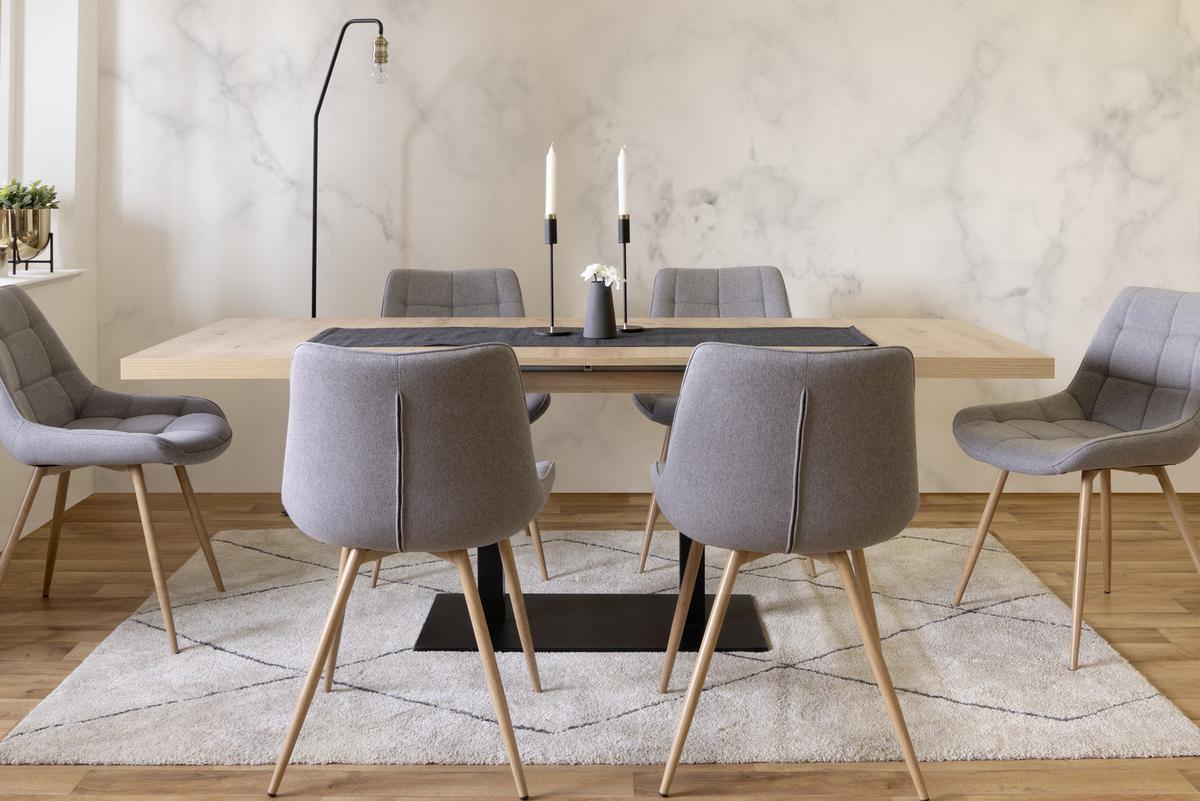 Esstisch ausziehbar Quadrato LxB: 120x80 cm Eiche Dekor - Schwarz/Eiche Artisan, KONVENTIONELL, Holzwerkstoff/Metall (120/80/74cm) - MID.YOU