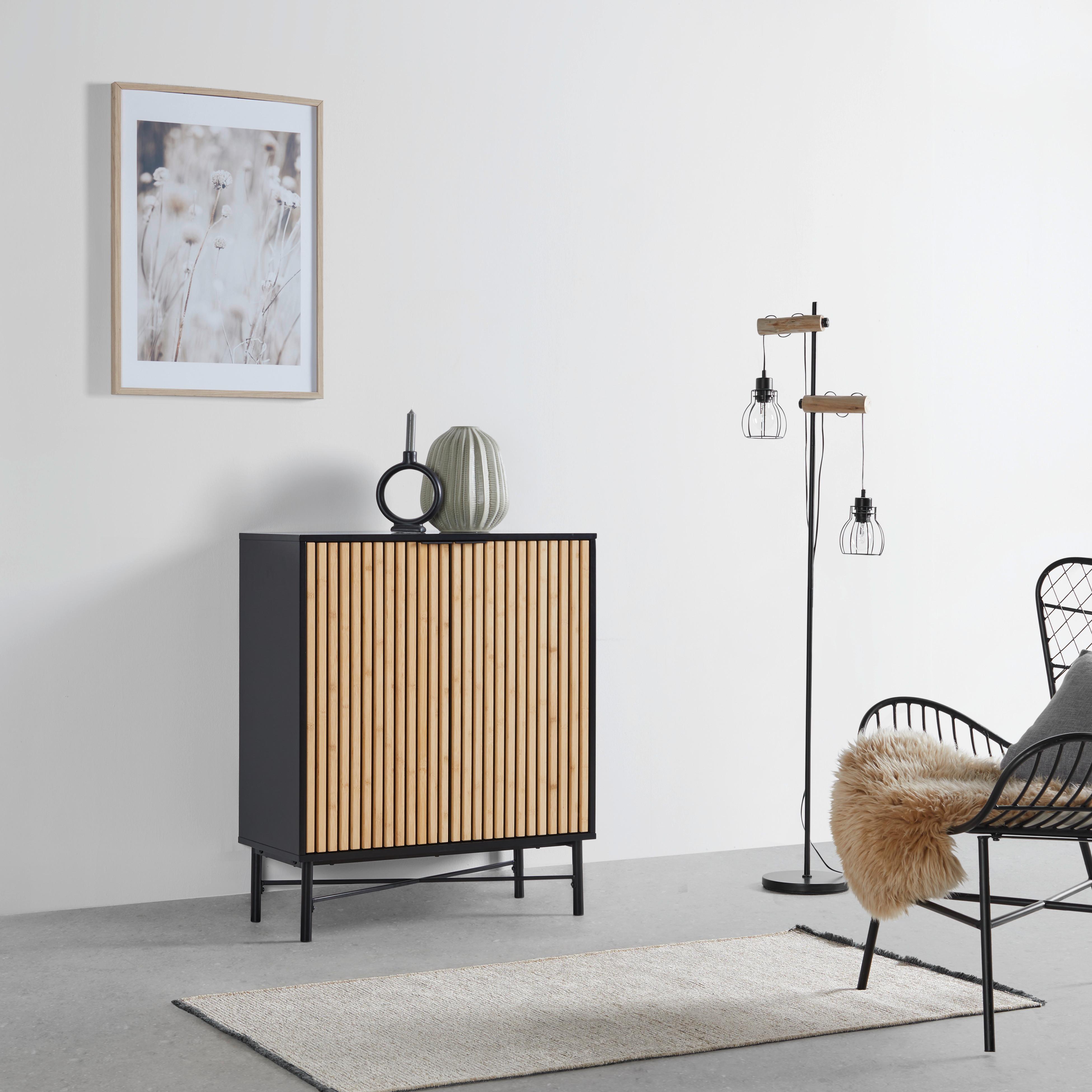 Komoda MADRID - černá/barvy dubu, Moderní, kov/dřevo (76/90/35cm) - Mömax