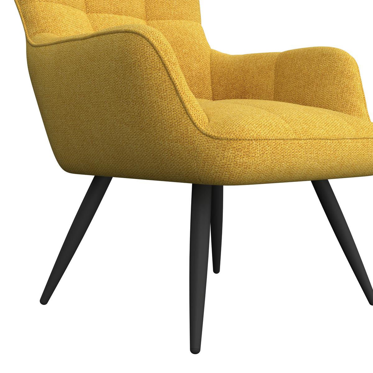 Ohrensessel Hanoi Webstoff gelb, B: 71 cm - Gelb/Schwarz, MODERN, Textil/Metall (71/98/83cm)