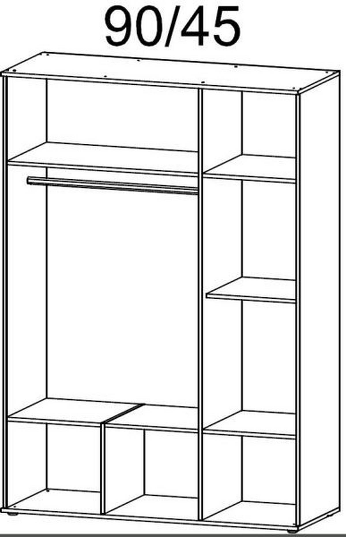 Drehtürenschrank Mit Schubladen 136cm Kemi, Alpinweiß Dekor - Weiß, MODERN, Holzwerkstoff (136/194/53cm) - Rauch Möbel