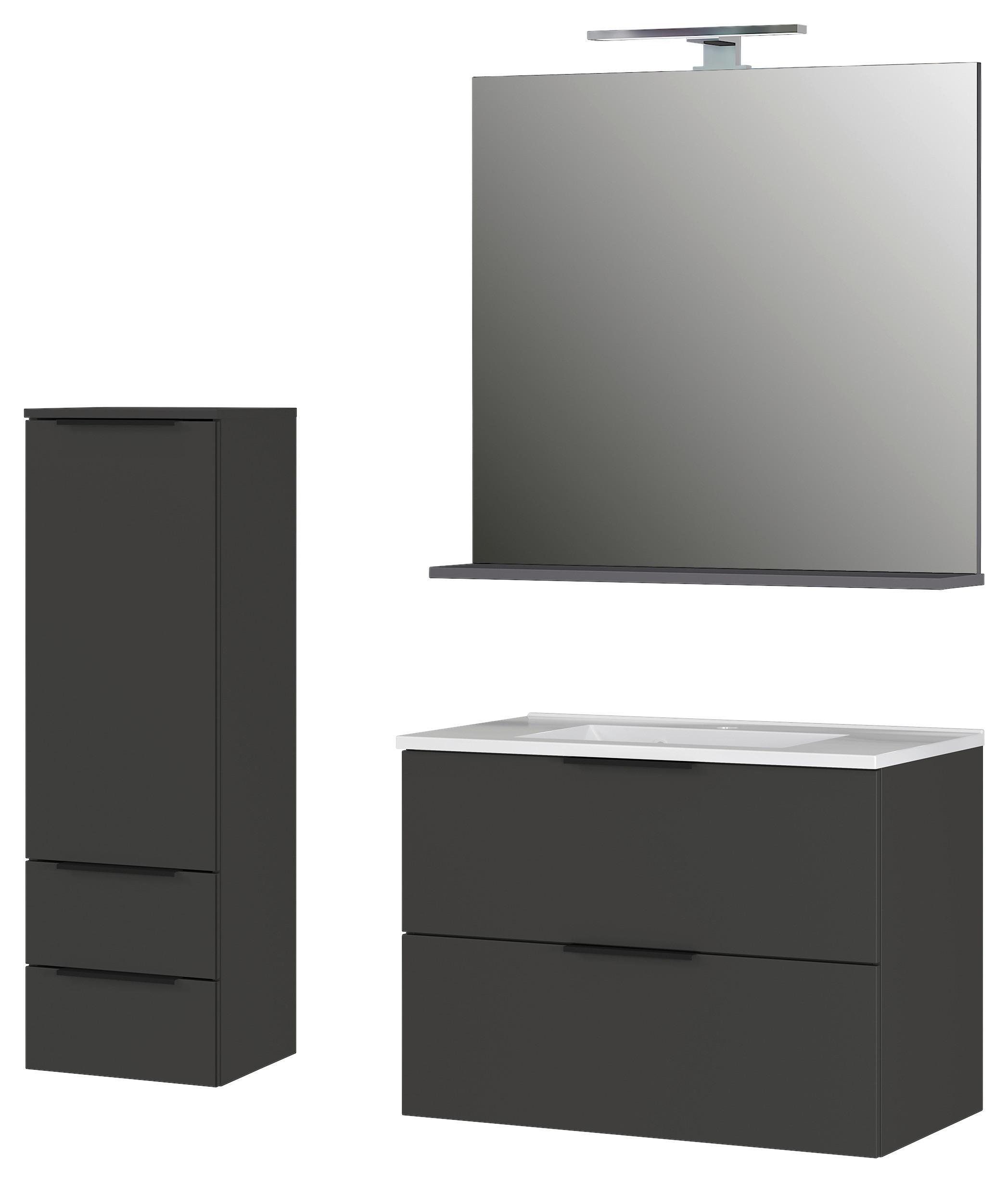 Badezimmer Graphitfarben, B: 132 cm - Graphitfarben/Weiß, MODERN, Holzwerkstoff/Stein (132cm) - Germania