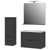 Badezimmer Graphitfarben, B: 132 cm - Graphitfarben/Weiß, MODERN, Holzwerkstoff/Stein (132cm) - Germania