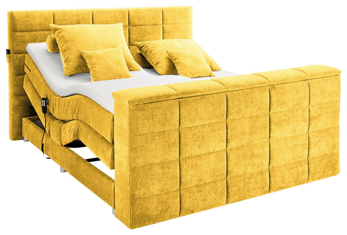 Boxspringbett Mit Topper 180x200 Cm Denver - Gelb, KONVENTIONELL, Textil (180/200cm) - Carryhome