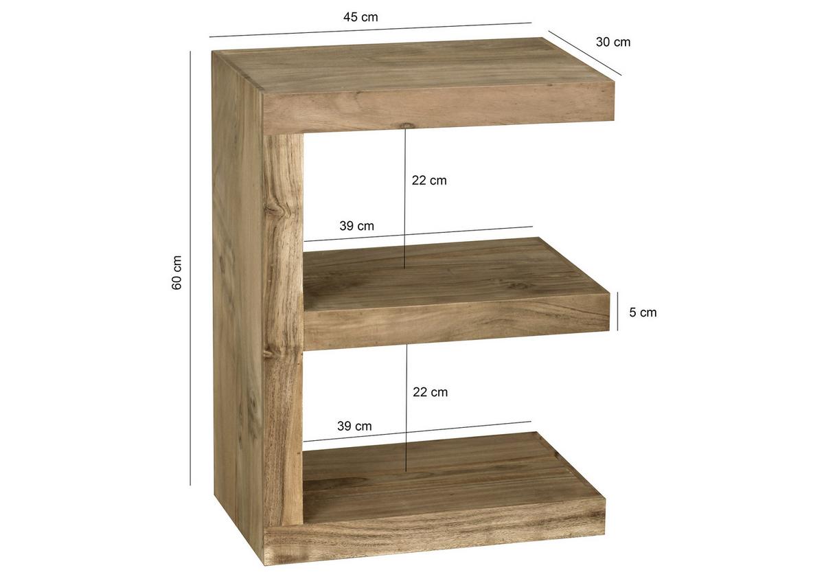 Beistelltisch Holz E-Förmig Mumbai, Akazie - Akaziefarben, MODERN, Holz (45/30/60cm) - MID.YOU