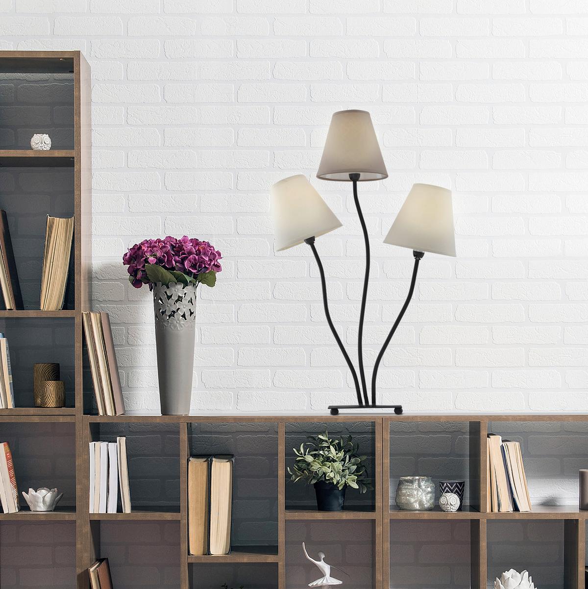 Tischlampe Boho Braun/Beige mit Kippschalter - Beige/Braun, LIFESTYLE, Textil/Metall (41/16cm) - Näve