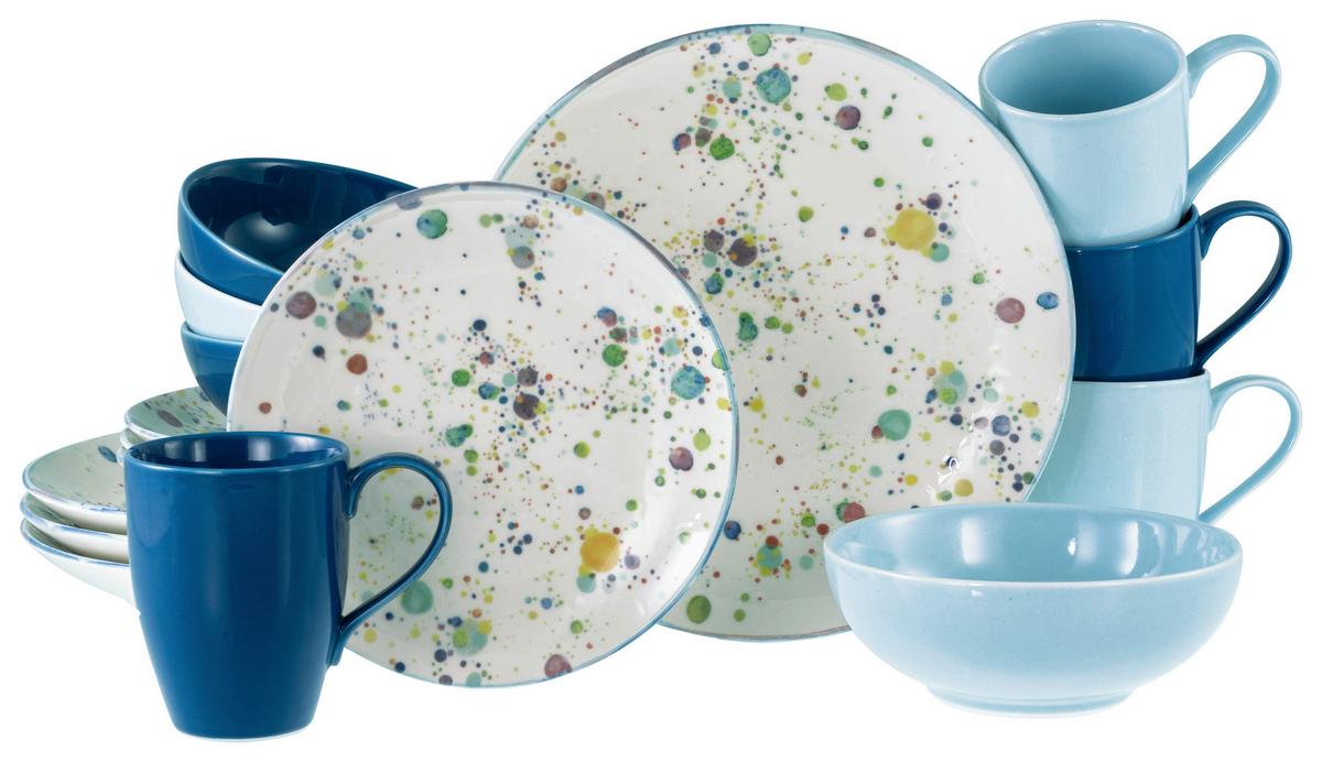 Kombiservice Candy, Blau, 16-Teilig - Blau/Pastellblau, Basics, Keramik - Creatable