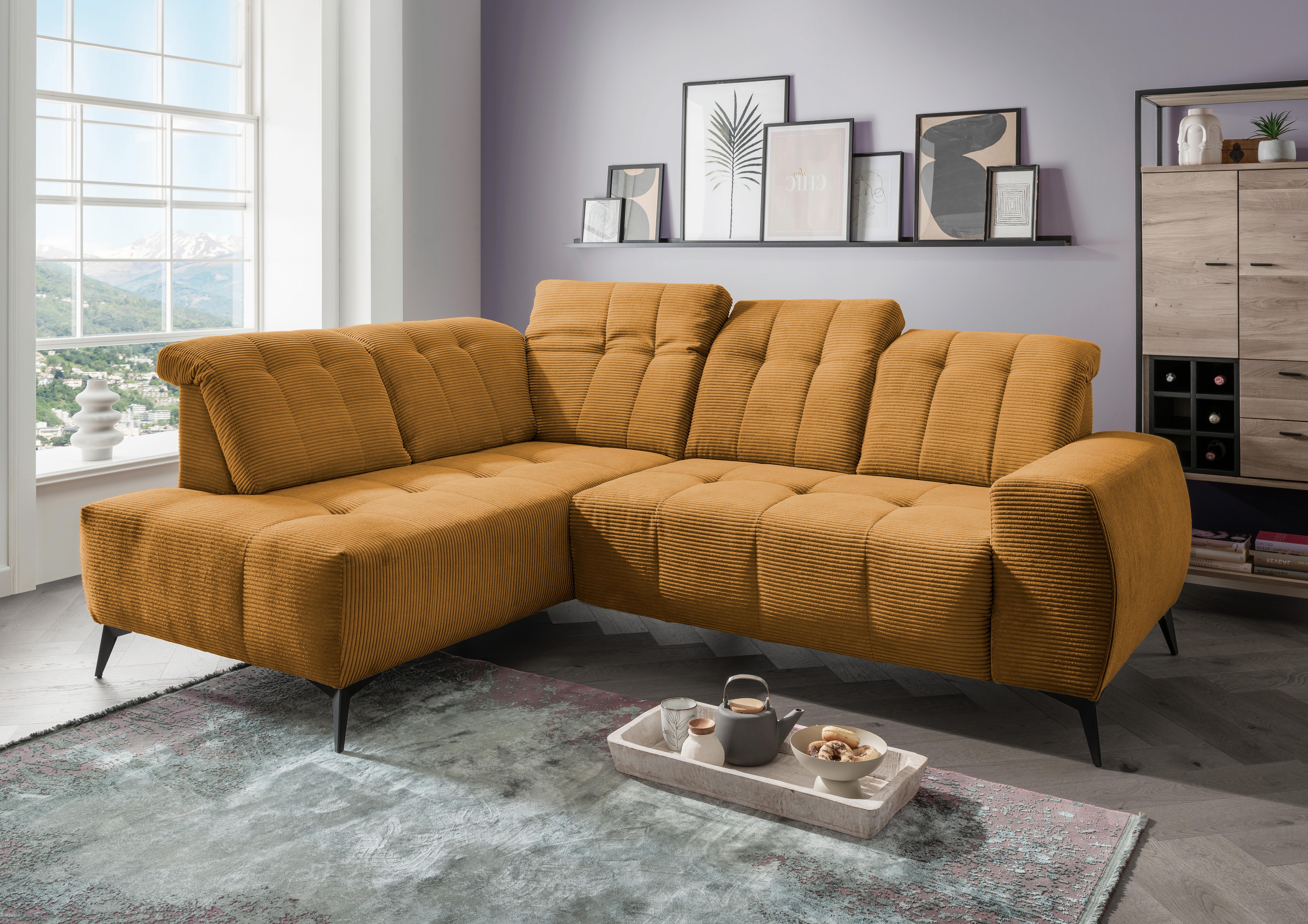 Ecksofa mit USB Anschluss Sano, Goldfarben,s: 200x261 cm - Goldfarben/Schwarz, MODERN, Textil (200/261cm) - Livetastic