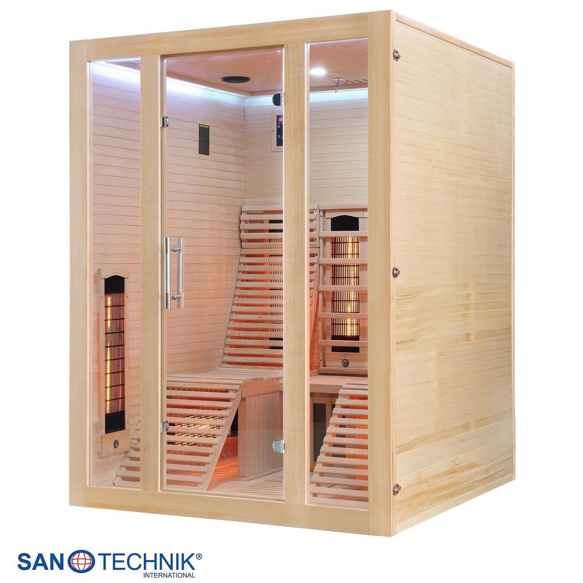 Infrarotkabine 2 Personen BHT: 150x200x150 cm + Glastür - Braun, Basics, Holz (150/200/150cm) - Sanotechnik