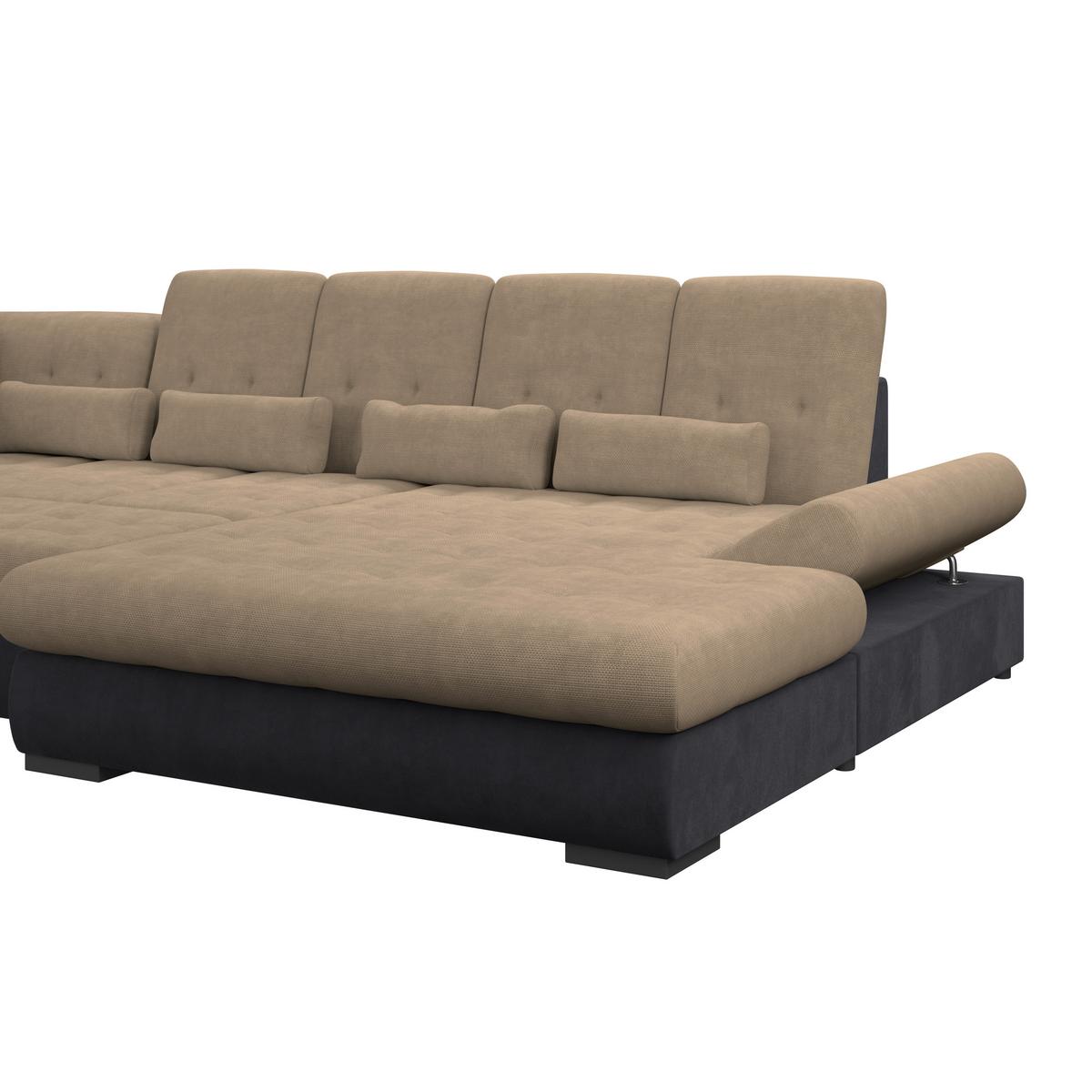 Wohnlandschaft Madera Mit Schlaffunktion Dunkelbraun - Dunkelbraun/Anthrazit, KONVENTIONELL, Kunststoff/Textil (212/358/190cm)