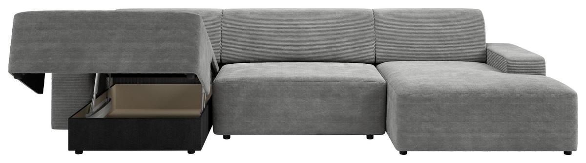 Wohnlandschaft Wien Grau U: 162x329x162 cm - Schwarz/Grau, MODERN, Textil (162/329/162cm) - Trendmanufaktur